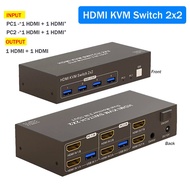 Dual Monitor HDMI KVM Switch 2x2 4K 60Hz HDMI Displayport USB KVM Switch Extended Display พร้อม USB