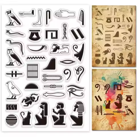 Egyptian Hieroglyphs Words Clear Stamp for Card Making Ancient Egyptian Glyphs Alphabet Clear Silico
