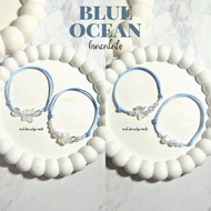 WRSR27 Blue Ocean - Satin Rope Bracelet Oceanbiru Korean Beads/ Double Slide/ Bracelet for Woman
