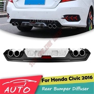 Honda Civic FC 2016 ABS Rear Bumper Diffuser 4 Decorative Exhaust Tip SILVER/BLACK