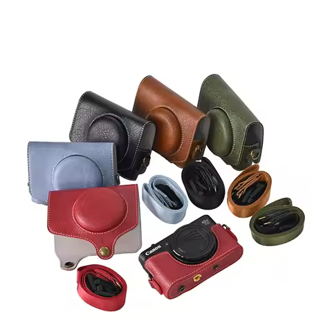 For SX740HS SX730 Camera PU Leather Case For Canon PowerShot SX740 HS SX730HS Bag Cover With Strap