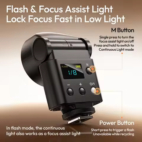 Ulanzi F16R Camera Flash LED Light GN16 2500-6500K for Canon R50 R10 Sony ZVE10 Nikon Fuji Flashligh