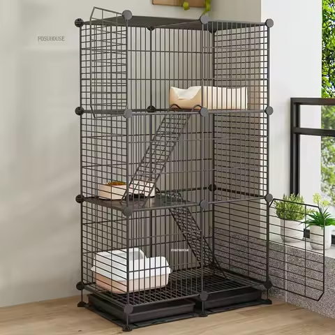 Wrought Iron Cat Cages for Pet Shops Home Detachable DIY Cat Fence House Small Apartment Indoor Cat
