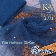 Kain Tile Swarovski Premium / Tile Glitter Mutiara Meteran warna MAUVE SAGE DENIM Lebar 1.75m