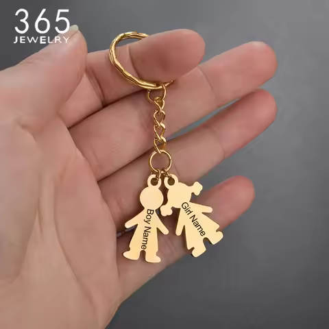 Fashion Family Boy Girl Key Rings Unisex Friends Personalized Engraved Name Date Keychain Meaningful