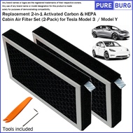 Replacement 2-in-1 Activated Carbon & HEPA Cabin Air Filter Set (2-Pack) for Tesla Model 3 / Model Y