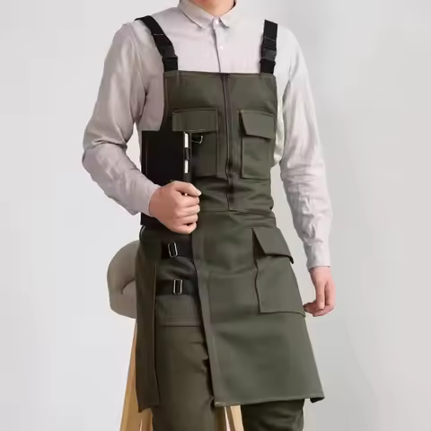 Fashion Apron Kitchen Restaurant Barber Bakery Cake Shop Canvas Overalls Flower Shop Black White Man