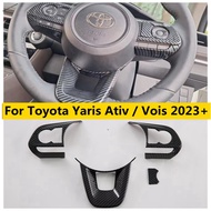 CJ7F ภายในพวงมาลัยฝาครอบกรอบด้านล่าง Trim Fit สำหรับ Toyota Yaris Ativ / Vois 2023 2024 อุปกรณ์ตกแต่
