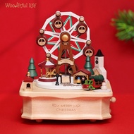 台灣Wooderful Life 旋轉音樂盒 聖誕限定 台灣直送 木製音樂盒 聖誕市集 旋轉木馬 摩天輪 台灣知音文創 音樂鈴 桌上擺設 家居裝飾 原木擺件 遊樂場系列 聖誕禮物2022 交換禮物 台