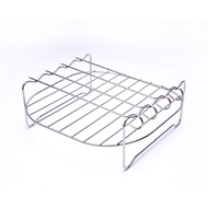 JustLiving 1Pc Double Layer with Skewer Skewer Rack Air Fryer Double Layer Rack 430 Stainless-steel 