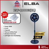 Elba 8" Stand Fan ESF-R0803 (BL) | 5 Blades | 8 inches | 90W | 3 Speed Control | Left Right Auto Osc