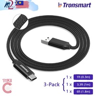 TRONSMART Type C CPP5 1ft+3.3ft+6ft PowerLink USB-C to USB2.0 Cable