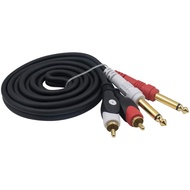 RCA to 1/4 Cable, TS to RCA Cable, Dual 6.35mm 1/4 inch Male TRS Stereo Jack to 2 RCA Male Audio Spl