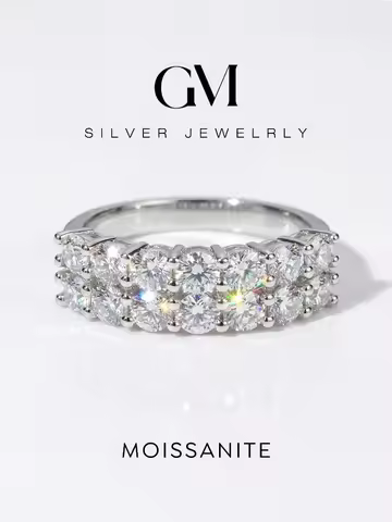 925 Sterling Silver Real 1.4ct Real Moissanite Diamond Eternity Ring for Women Daily Party Gorgeous 