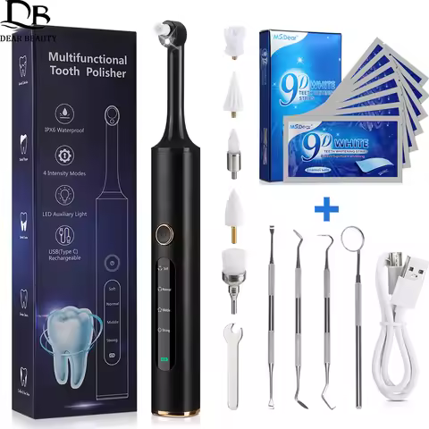 Rotatable Electric Tooth Polisher Teeth Whitening Strips Set Plaque Tartar Remover Dental Stone Clea