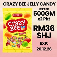 1kg ROSHEN Crazy Bee Jelly Candy Gula-Gula Viral Gummy Halal Candy Crazy Bee Candy Honey Jelly Halal