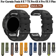 Quickfit 22mm 26mm Silicone Watch Band.For Garmin Watch Fenix E/8/7/6/5/7X/6X/5X,For Garmin Watch De