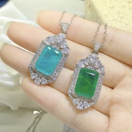 Fashion Simple pt950 Platinum Luxury Full Diamond Necklace Female Imitation Natural Cotton Emerald P