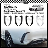 Proton Saga VVT MC2 2021 - 2024 Rear Bumper Canard Side Trim Garnish Carbon Chrome Black Bodykit Acc
