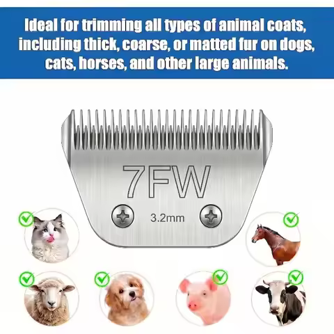 7FW Wide 3.2mm Clipper Blade for Fits Andis Oster Wahl Pet Grooming Trimmers Speeds Up Thick Fur Gro