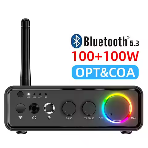 Mini TPA3116D2 Bluetooth 5.3 Class D Power Amplifier 2.0 Audio Amplifier 100Wx2 200W with Microphone