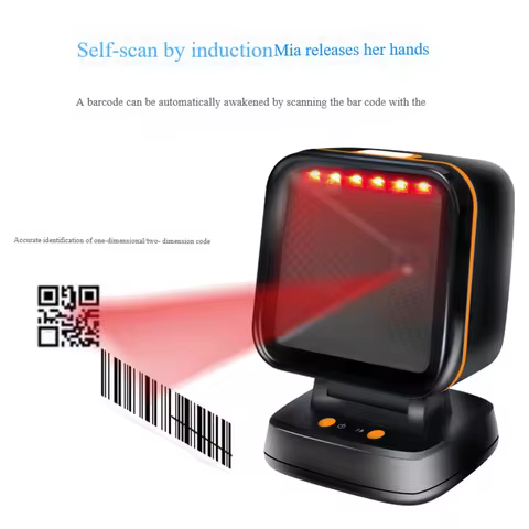 2D Omnidirectional Barcode Scanner QR Code Desktop Barcode Reader for Supermarket Auto Sense Data Ma