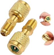 2 Pcs R32 R454B Refrigerant Brass Adapter 1/4" Female to 1/4" Male Reverse Thread Adapter