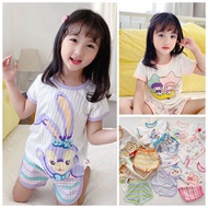 2022 New Style Summer Children's Breathable Cotton Homewear Pure Short-Sleeved Shorts Suit Jacquard 