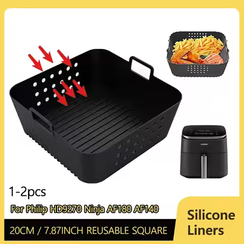 20cm/7.87inch Square Reusable Air Fryer Silicone Liners for Ninja AF180 AF140 Silicone Basket for Ph