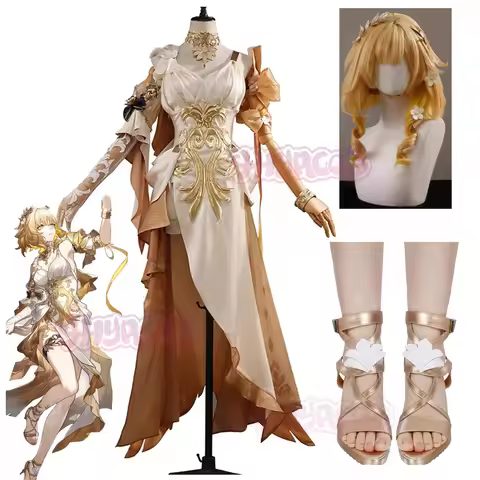 Honkai Star Rail Aglaea Cosplay Costume Wig Dress Headwear Rings Amphoreus The Goldweaver Halloween 