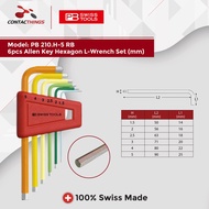 PB SWISS TOOLS 6pcs Allen Key Hexagon L-Wrench Set (mm) PB 210.H-5 RB