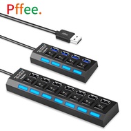 Pffee HUB USB 2.0 Extension Plug Socket 4 7 USB Splitter With LED Switch