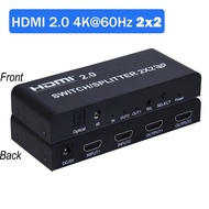 4k HDMI Switcher Splitter 2 In 8 out HDMI Switcher สําหรับ PS4 กล้อง DVD แล็ปท็อป PC To Multi TV Mon