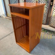 Nisa ชั้นวางของ ไม้สัก 50*50 สูง 130 CM. ชั้นวางตู้เย็นเล็ก ชั้นวางหลังสือ สีย้อม(สีอิฐ) shelf / Rac