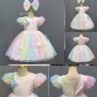 Kids Dress for Girls Terno Kids for Girls 1 2 3 4 5 6 7 8 9 10 11 12 Year Old Rainbow Puffy Dress for 10 Years Old Girl Korean Dress for Kids Birthday Formal Wedding Gown