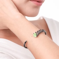 橄欖石925純銀手鐲 調節開口手環 個性化刻字C手環 螺旋造型手鐲