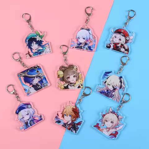 New Game Genshin Impact Keychain Cute Cartoon Tartaglia Raiden Shogun Kamisato Ayaka Keyring Backpac