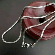 KALUNG TITANIUM RANTAI MILANO KACA BESAR UNTUK PRIA DAN WANITA DEWASA PERAK 925 MODEL LAPIS MAS