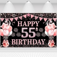 55th Birthday Decor Birthday Decoration Background Happy 55th Birthday Banner Flag Balloons Star Sig