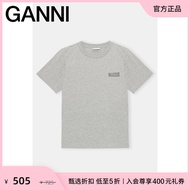 Ganni Gray Logo Round Neck Short Sleeve T-Shirt T3200921