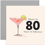 Old English Co. Fabulous 80th Birthday Card for Women - 80th Birthday Card for Her - Birthday Card f