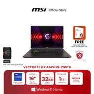 MSI NOTEBOOK Vector 16 HX A14VHG-295TH | 16" QHD+ | Intel® Core™ i9-14900HX | NVIDIA GeForce RTX 4080 | 32GB(16GBX2) DDR5 | 1TB NVMe PCIe SSD | Windows 11 Home + Microsoft Office Home and Student 2021 (โน้ตบุ๊ก)