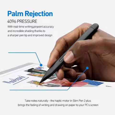 4096 Pressure Slim Pen 2 Replaceable MPP 2.0 Stylus Pen Smooth Fast Charging for Microsoft Surface P