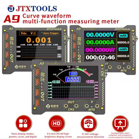 JTXTOOLS A9 Waveform Multifunction Measuring Meter 4.0 Inch IPS Display 0-36V Voltage Current Tester