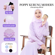 🔥Ready Stock🔥 Poppy Baju Kurung Modern Sulam Floral Kurung Embroidery Muslimah Style Cotton Baju Kurung Moden Plain Sulam Trend Baju Kurung Moden