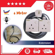 2G 13A 6M 3 PIN PLUG SOCKET SWITCH EXTENSION / Extension Wire Socket Ums Original (heavy duty) FULL COPPER WIRE 0.75mm