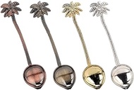 4 Pcs Coffee Spoons Teaspoons Coconut Tree Shape Spoons for Coffee Ice Cream Sugar Dessert Cake Soup Stainless Steel Coffee Drinking Stirring Spoons