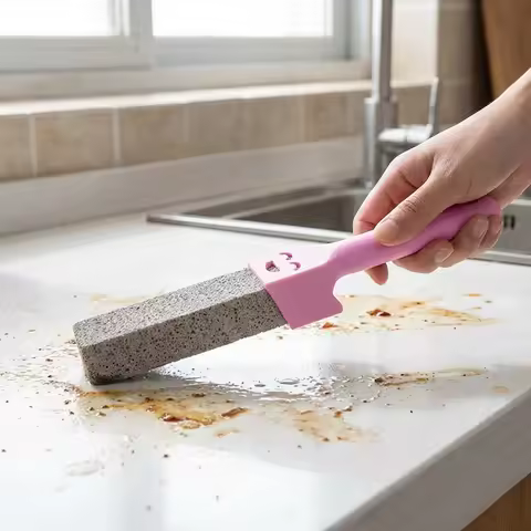Bathroom Tile & Drain Scouring Stick, Powerful Clean. 27x4x4cm, Erases Mold & Lime Scale, Easy Grip