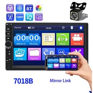 2 Din 7 นิ้ว HD รถวิทยุ 7018B เครื่องเสียงรถยนต์ Bluetooth FM MP5 เครื่องเล่นมัลติมีเดียหน้าจอสัมผัส