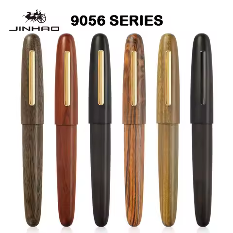 JINHAO 9056 Wood Fountain Pen Gift Classic Golden M Nib Spin Ebony Walnut Rosewood School Student Of